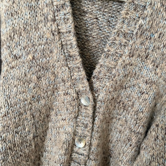 ZARA KNIT CARDIGAN - WOOL - MULTICOLOUR - BROWN/LIGHT BLUE SPECKS - M - Picture 4 of 5